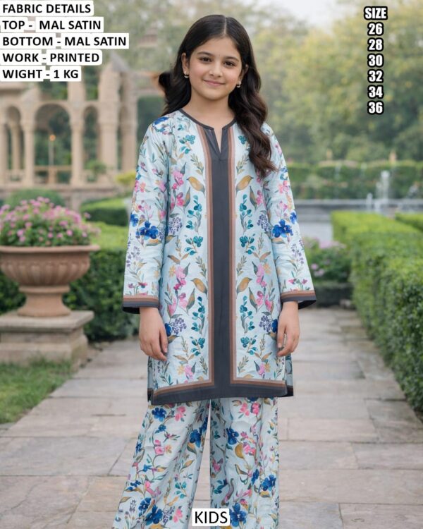 Premium Mal Satin Printed Kids Co Ord Set