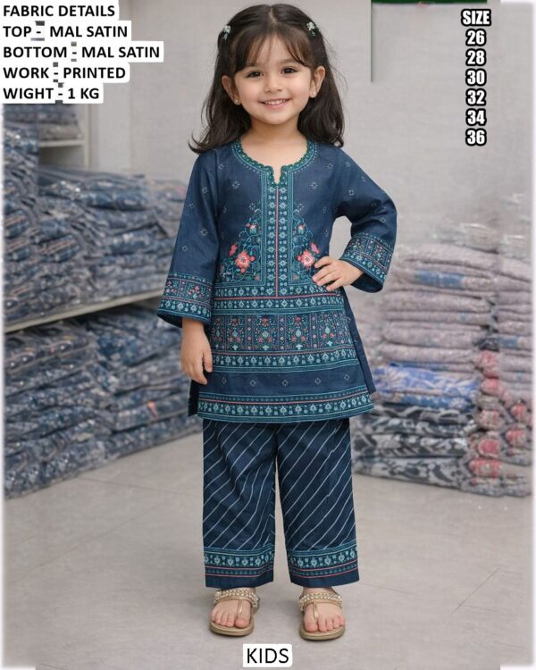 Premium Mal Satin Printed Kids Co Ord Set