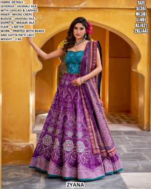 Elegent Vaishali Silk Designer Lehenga Set With Maslin Silk Dupatta