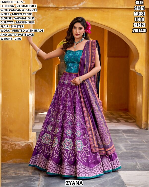 Elegent Vaishali Silk Designer Lehenga Set With Maslin Silk Dupatta