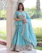 Premium Gold Crush Suit Set With Multi Thread Embroidery Work