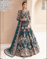 Women’s Heavy Butterfly Net Embroidered Bridal Gown With Dupatta