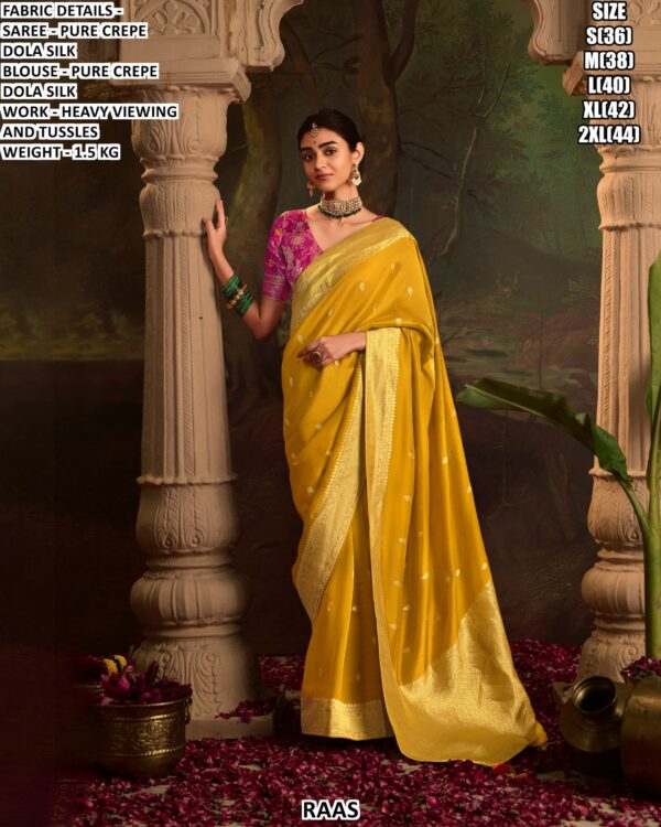 Buy Now! Pure Crepe Dola Silk Wedding And Festive Sarees By Online