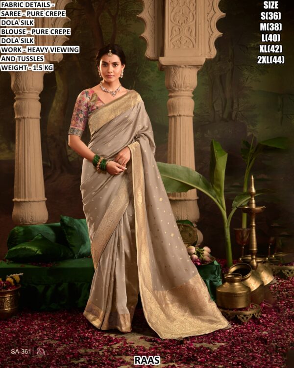 Buy Now! Pure Crepe Dola Silk Wedding And Festive Sarees By Online