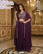 Stylish Ethnic Palazzo Set With Border Work Shrug