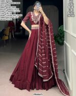 Premium Designer Lehenga Set With Sequins And Thread Embroidery Work