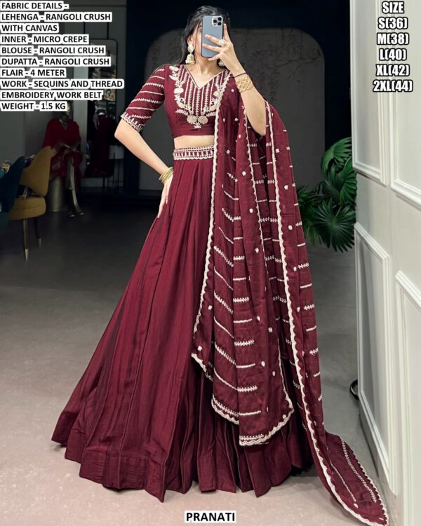Premium Designer Lehenga Set With Sequins And Thread Embroidery Work