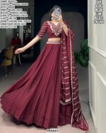 Premium Designer Lehenga Set With Sequins And Thread Embroidery Work