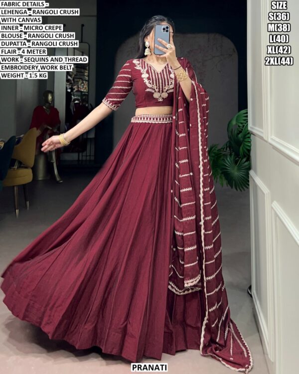 Premium Designer Lehenga Set With Sequins And Thread Embroidery Work