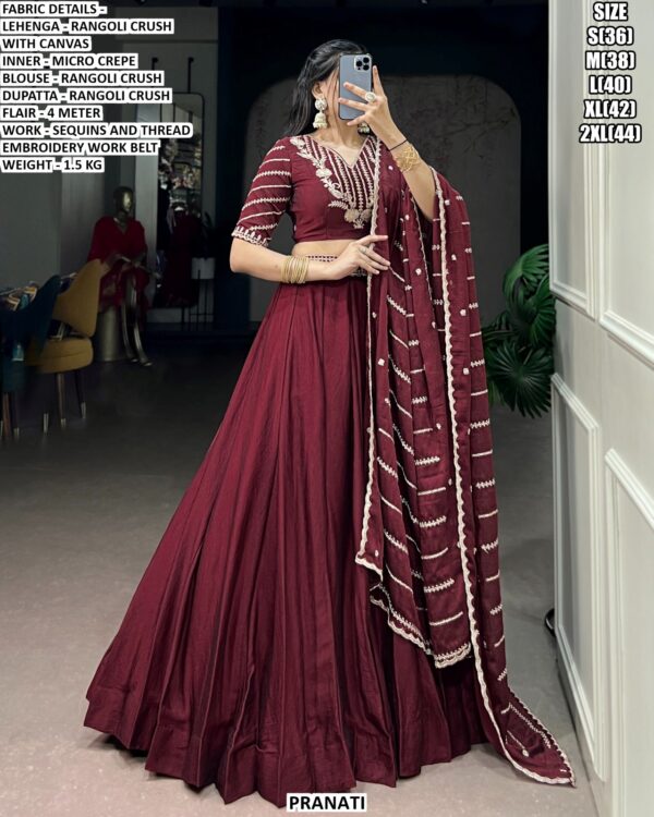 Premium Designer Lehenga Set With Sequins And Thread Embroidery Work