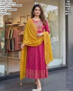 Embroidery And Print Kurti Set With Heavy Chanderi Dupatta