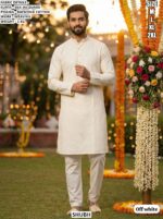 Elegent Silk Jacquard Mens Kurta Pyjama Set With Elegant Weaving Work