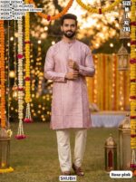 Elegent Silk Jacquard Mens Kurta Pyjama Set With Elegant Weaving Work