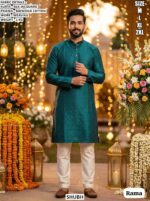 Elegent Silk Jacquard Mens Kurta Pyjama Set With Elegant Weaving Work