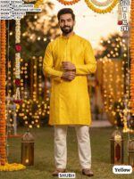 Elegent Silk Jacquard Mens Kurta Pyjama Set With Elegant Weaving Work