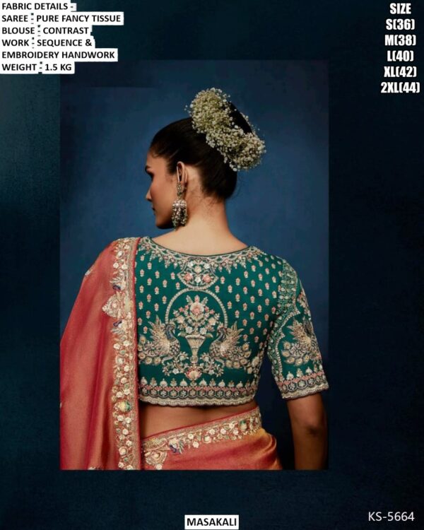 Beautiful Pure Fancy Tissue Saree With Sequence And Embroidery Handwork