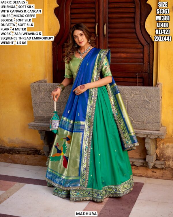 Designer Soft Silk Lehenga Set For Women With Sequence Thread Embroidery