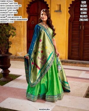 Designer Soft Silk Lehenga Set For Women With Sequence Thread Embroidery