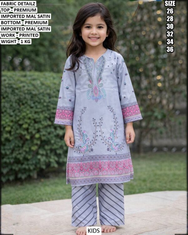 Premium Mal Satin Printed Kids Co Ord Set