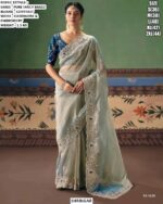 Beautiful Pure Fancy Based Saree With Handwork And Embroidery