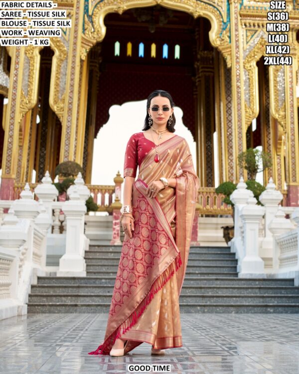 Women’s Tissue Silk Saree With Elegant Weaving Work