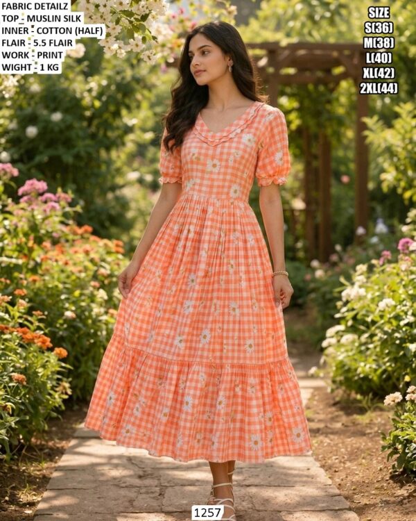 Stylish Muslin Silk Day Wear Dress For Ladies