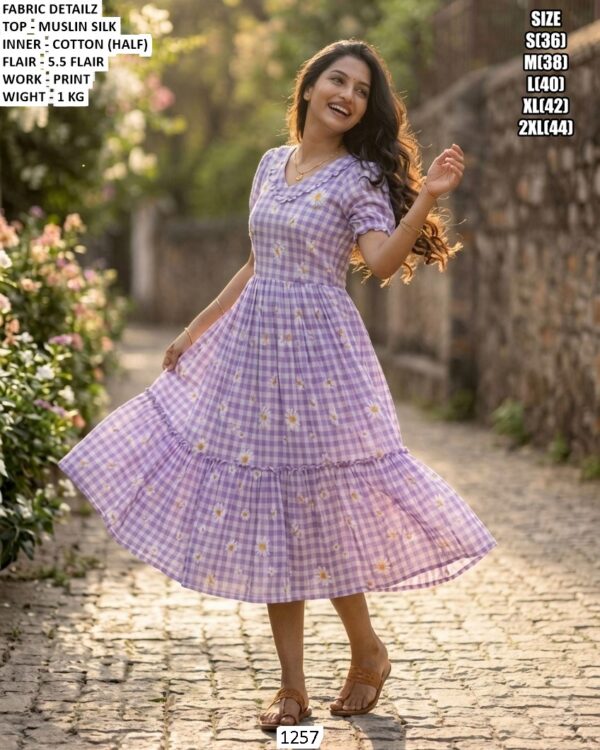 Stylish Muslin Silk Day Wear Dress For Ladies