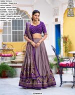Luxury Tasar Silk Lehenga Set With Printed Design And Lace Touch