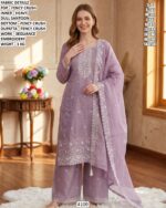 Fancy Crush Suit Set With Sequence Embroidery Work