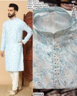 Men’s Linen Cotton Kurta With Embroidery Sequins Work