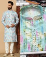 Men’s Linen Cotton Kurta With Embroidery Sequins Work