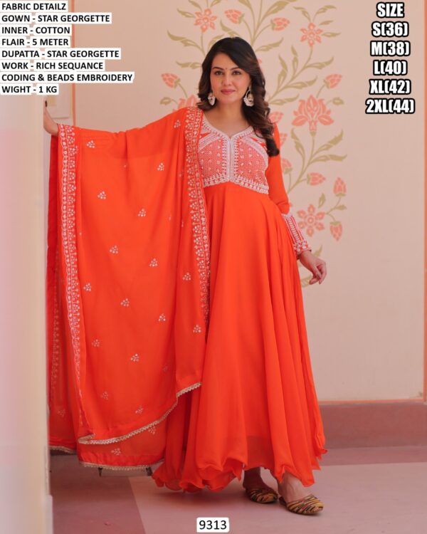 Designer Star Georgette Flared Gown For Women