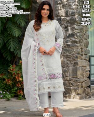 Women’s Lining Organza Embroidered Suit Set With Soft Organza Dupatta