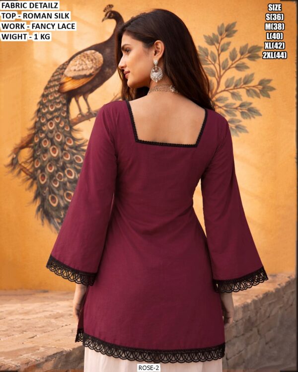 Women’s Roman Silk Top With Fancy Lace Work