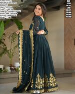 Festive Wear Faux Blooming Georgette Gown With Dupatta