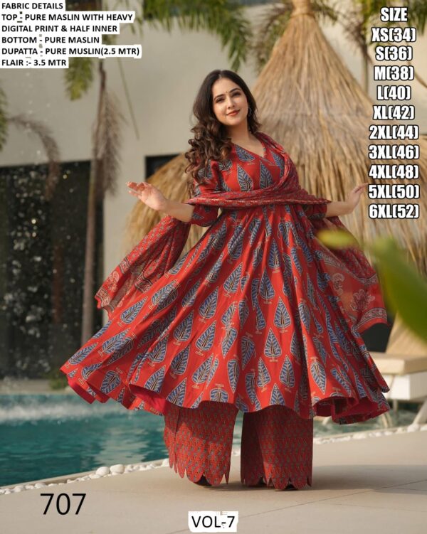 Pure Maslin Suit Set With Heavy Digital Print