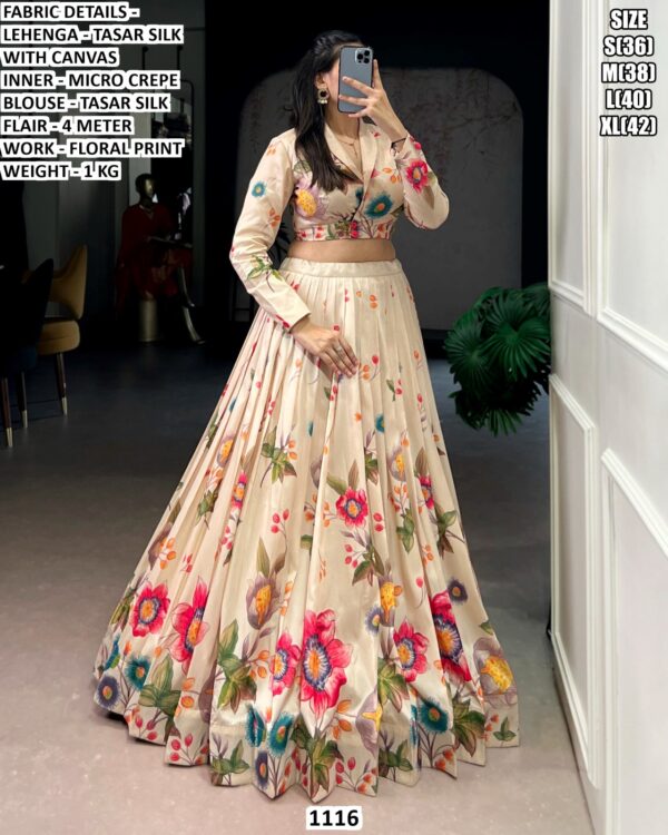 Stylish Traditional Lehenga With Floral Print Work