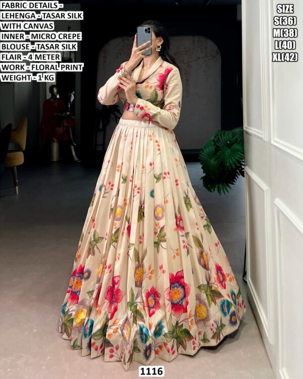 Stylish Traditional Lehenga With Floral Print Work