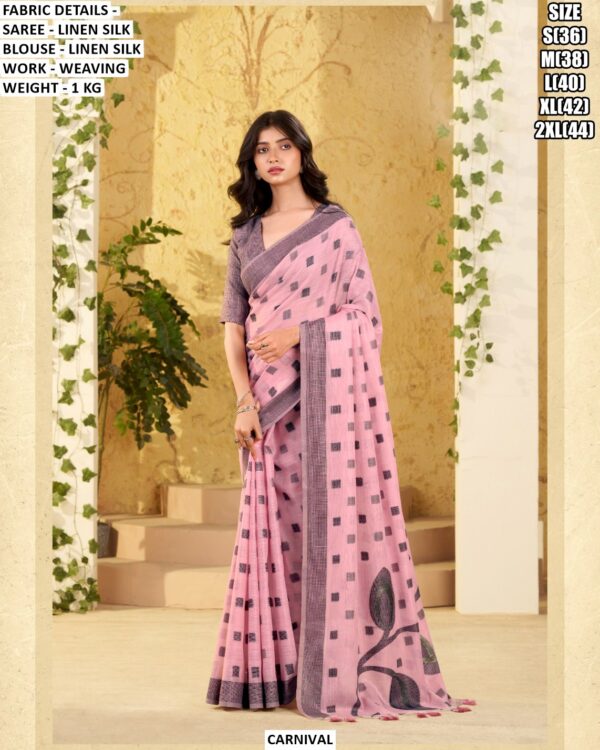Women’s Linen Silk Saree With Elegant Weaving Work