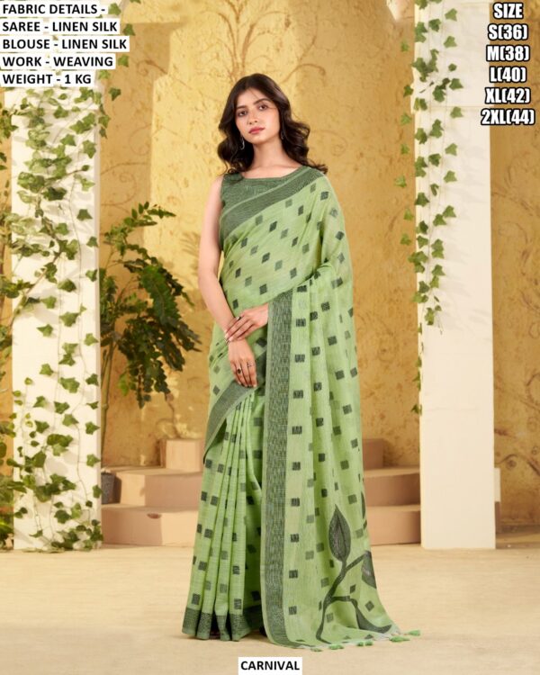 Women’s Linen Silk Saree With Elegant Weaving Work