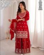 Premium Fox Georgette Suit Set With Fancy Embroidery Work