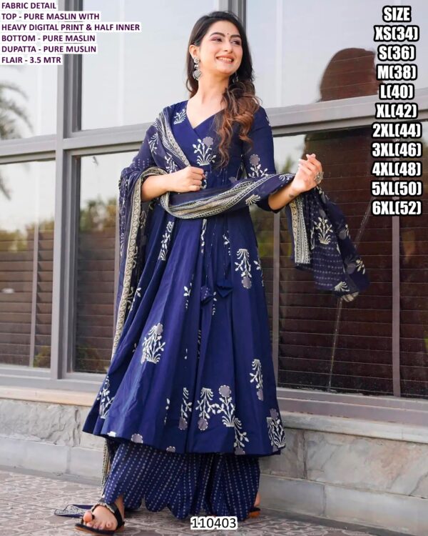 Beautiful Pure Maslin Suit Set With Heavy Digital Print