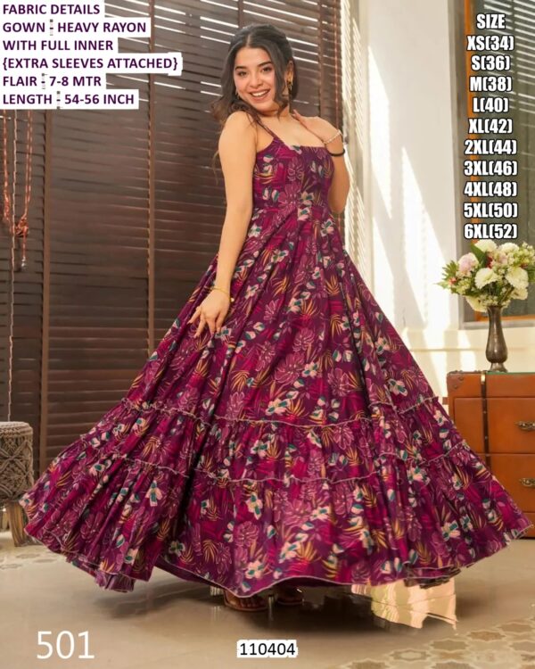 Women’s Heavy Rayon Flared Gown With Full Inner