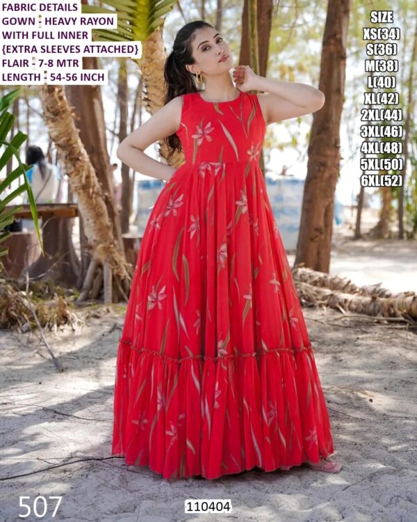 Women’s Heavy Rayon Flared Gown With Full Inner