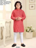Pure Cotton Slub Kids Kurta Pyjama Set With Silver Weaving Work