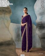 Pure Fabric Saree With Cut Dana, Sequence And Stone Work