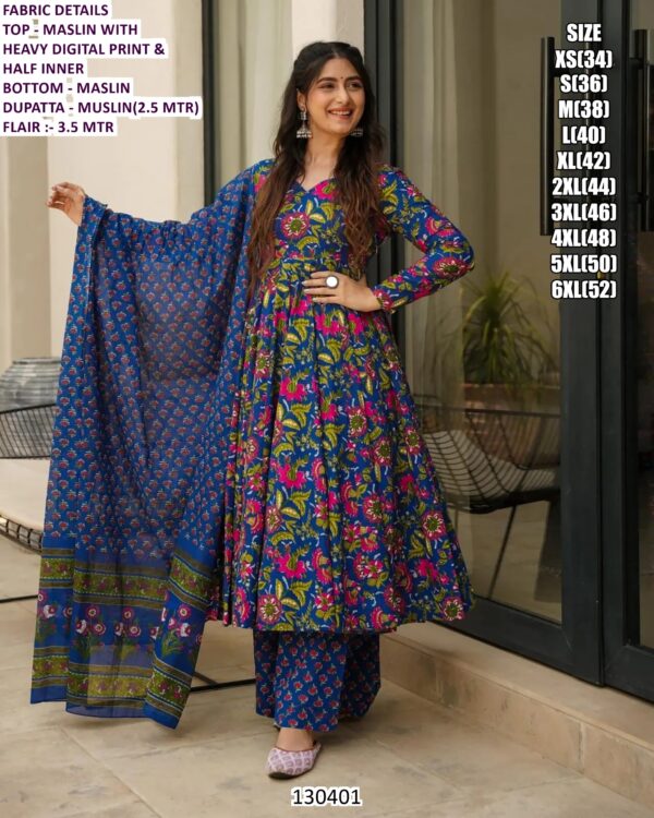 Elegant Printed Maslin Ethnic Set For Women