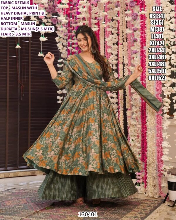 Elegant Printed Maslin Ethnic Set For Women