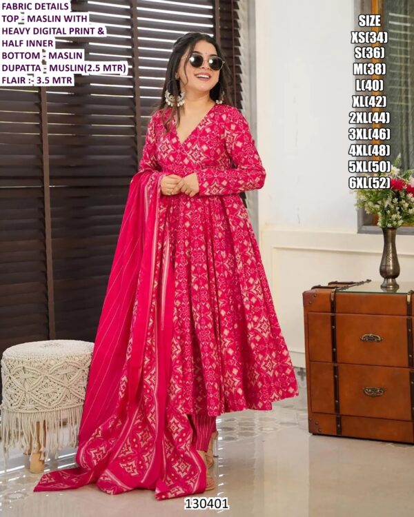 Elegant Printed Maslin Ethnic Set For Women