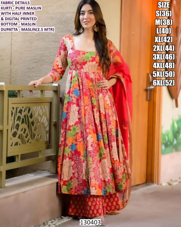 Women’s Pure Maslin Digital Printed Suit Set With Dupatta